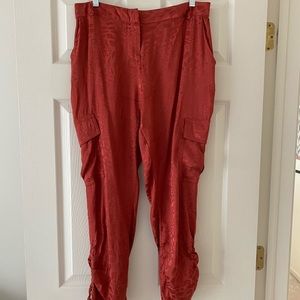 Orange leopard print pants